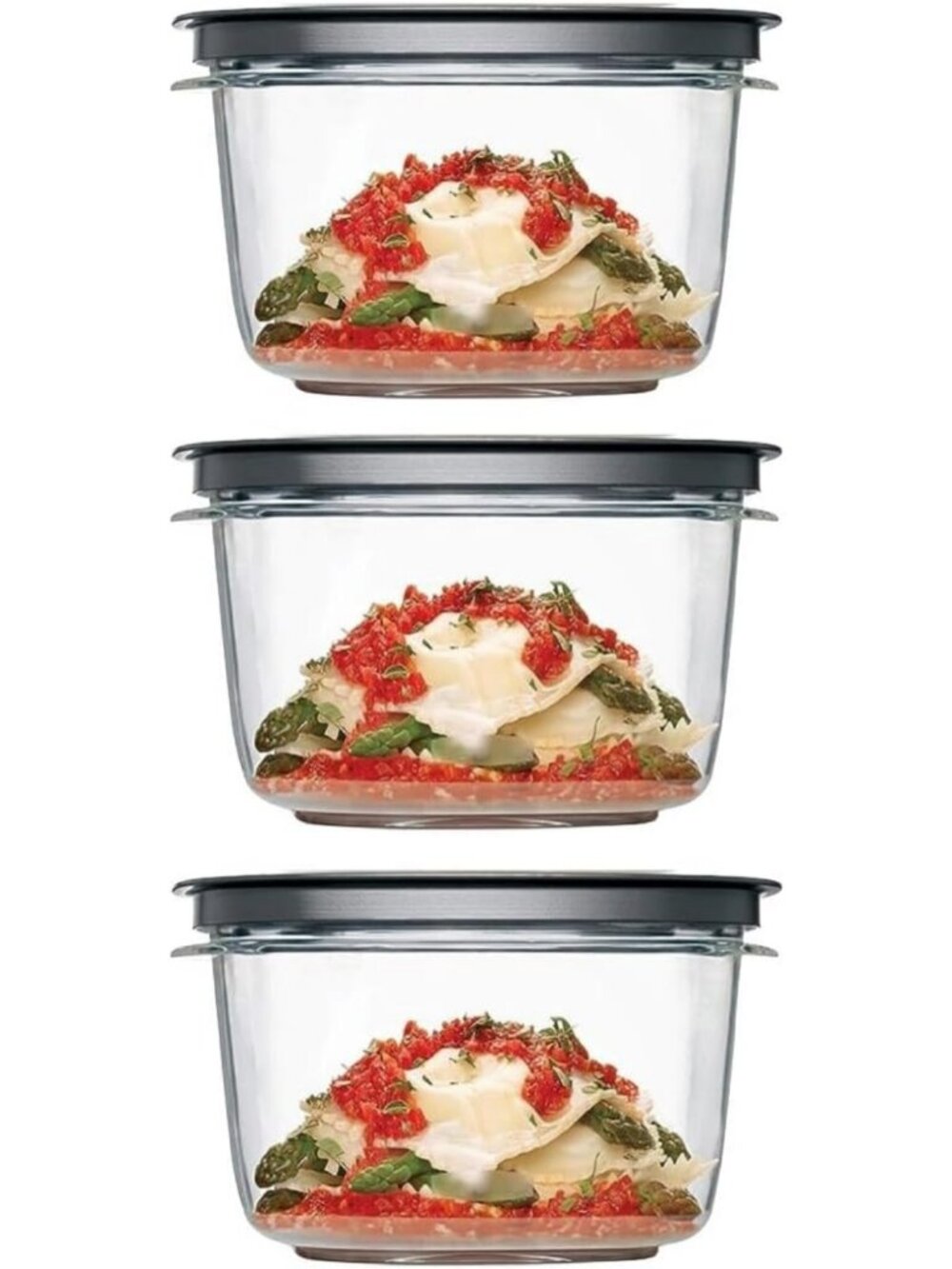 7-Cup Food Storage Set - 3 Tritan Containers & Grey Flex Seal Lids, 6 Pieces